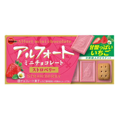 Bourbon Alfort Mini Chocolate Strawberry, pink box front of pack