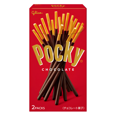 Glico Pocky Chocolate, the Japanese red box, front of pack