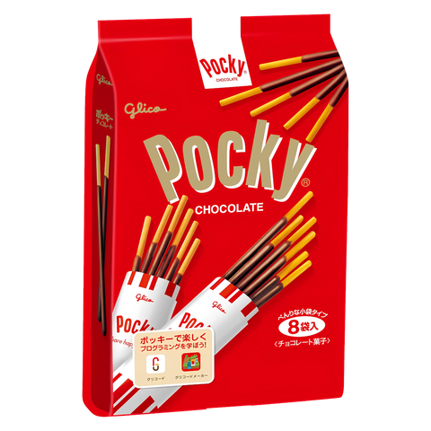 Glico Pocky Chocolate share pack, red 8-bag front of pack