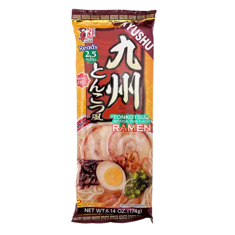 Itsuki Kyushu tonkotsu-style ramen, two-serving animal-free noodle packet, front