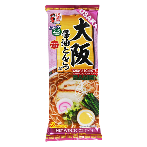 Itsuki Osaka shoyu tonkotsu-style ramen, two-serving animal-free noodle packet, front