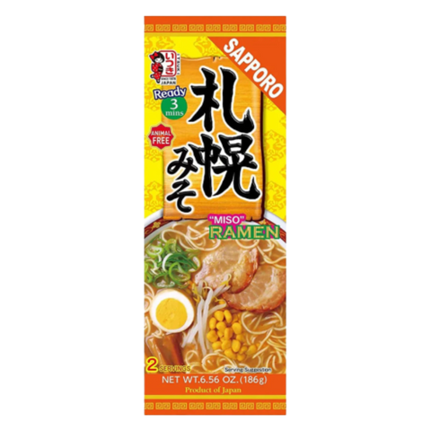 Itsuki Sapporo miso ramen, two-serving animal-free noodle packet, front