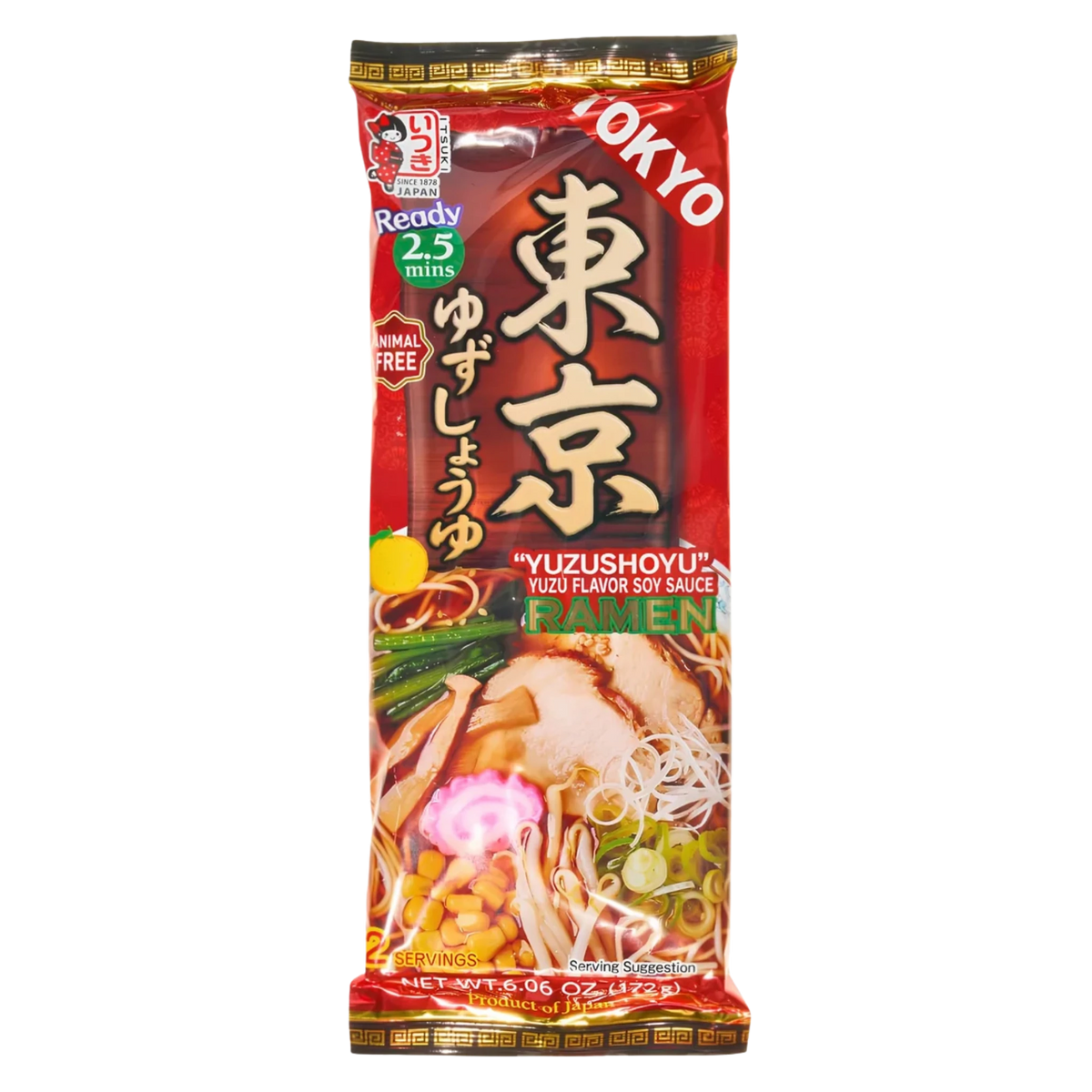 Itsuki Tokyo yuzu shoyu ramen, two-serving animal-free noodle packet, front