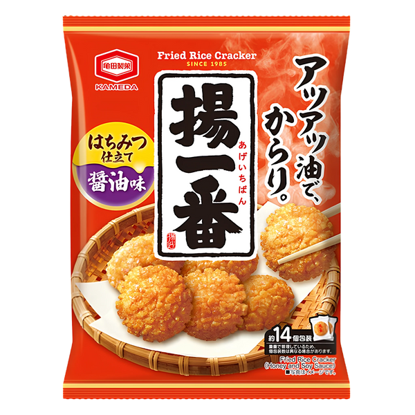 Kameda Age Ichiban fried rice crackers, 100g bag, front of pack