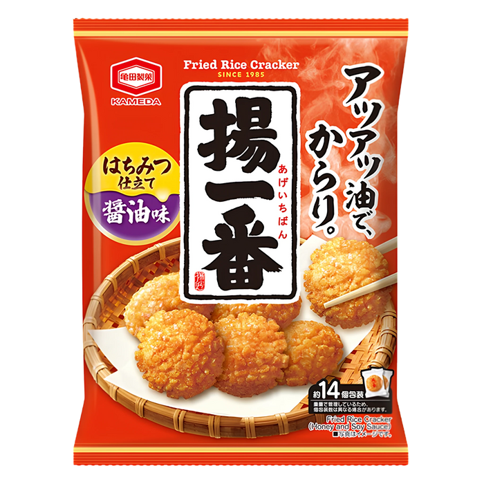 Kameda Age Ichiban fried rice crackers, 100g bag, front of pack