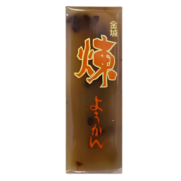 Kinjo Seika Neri Yokan 130g bar, front of pack showing the red 煉 wordmark and the whole beans through the pale block
