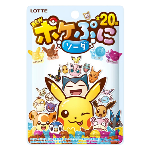 Lotte Pokepuni Soda Pokémon mini gummies, 80g bag, front of pack