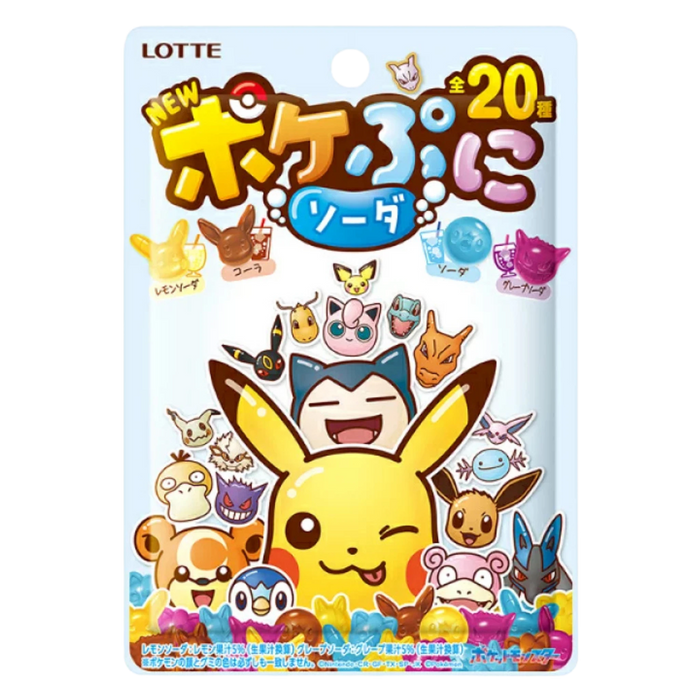 Lotte Pokepuni Soda Pokémon mini gummies, 80g bag, front of pack