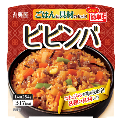 Marumiya instant bibimbap rice bowl, 254g pack, front of pack