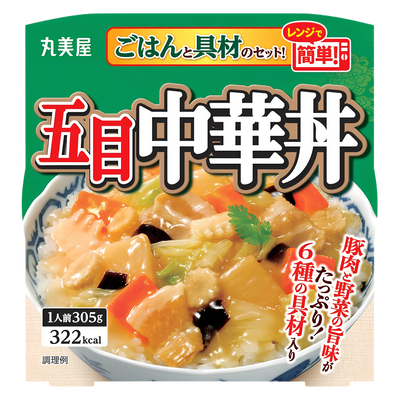 Marumiya gomoku chuka don pork and vegetable rice bowl, 305g box, front of pack