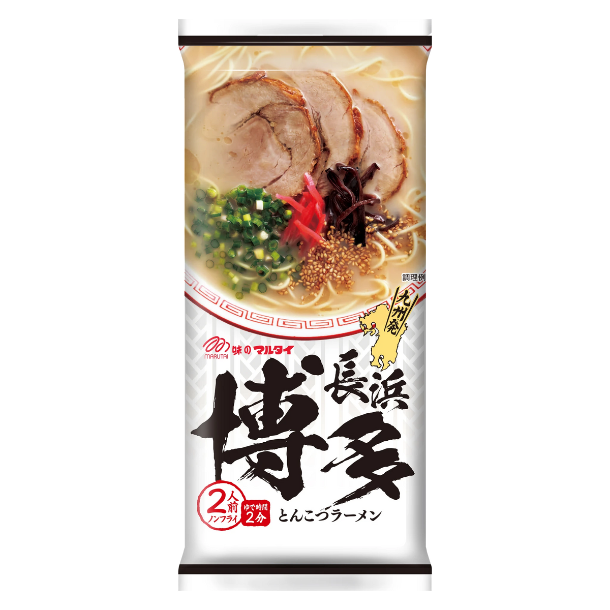 Marutai Hakata Nagahama tonkotsu ramen, two-serving stick ramen packet, front