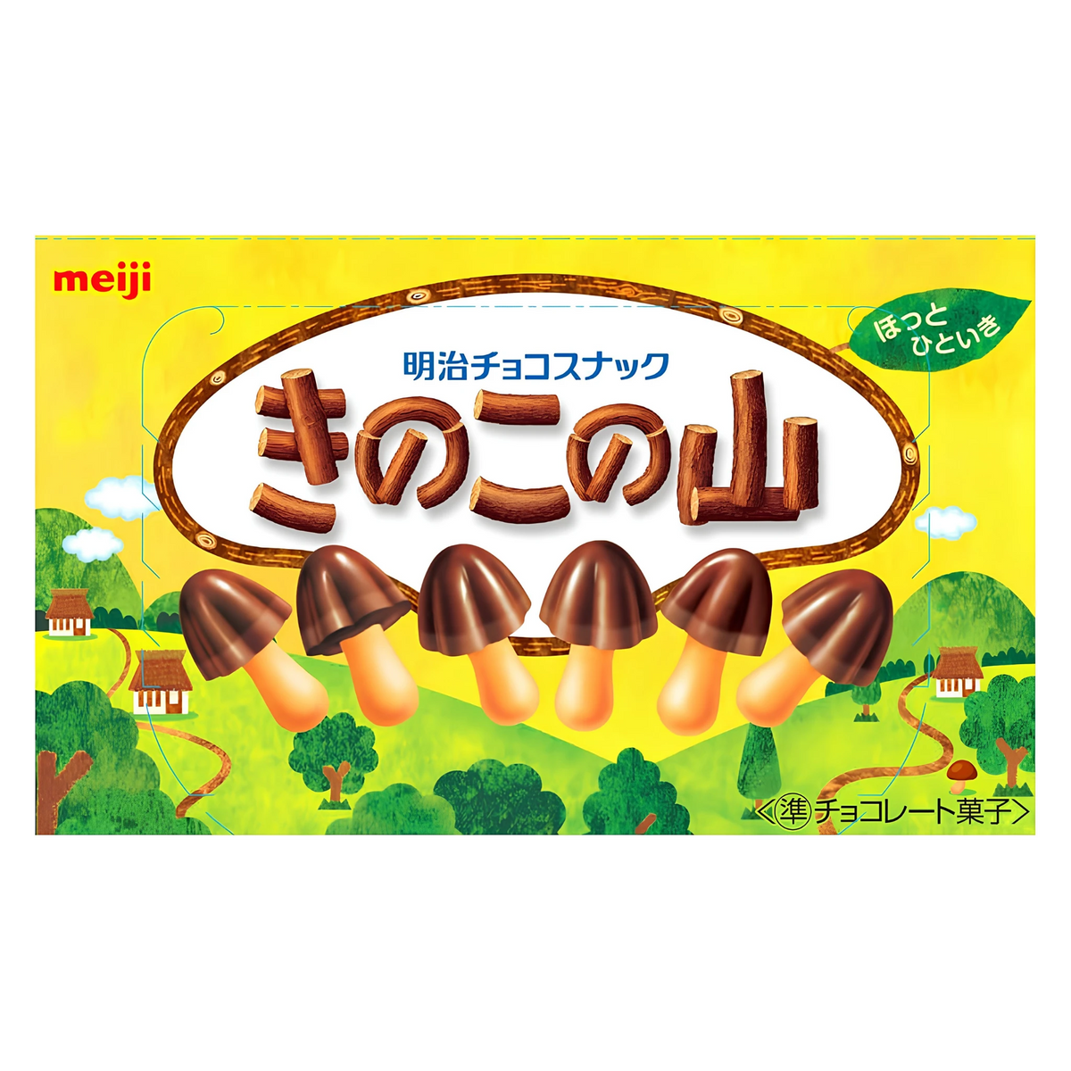 Meiji Kinoko no Yama 66g box, front of pack