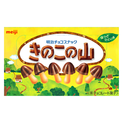 Meiji Kinoko no Yama 66g box, front of pack