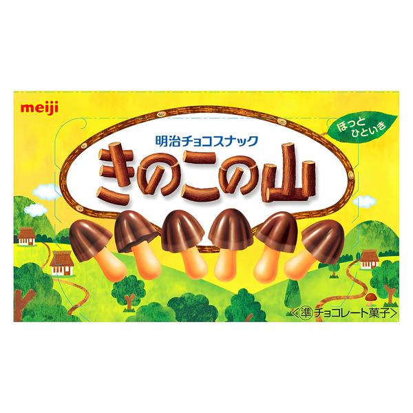Meiji Kinoko no Yama 66g box, front of pack