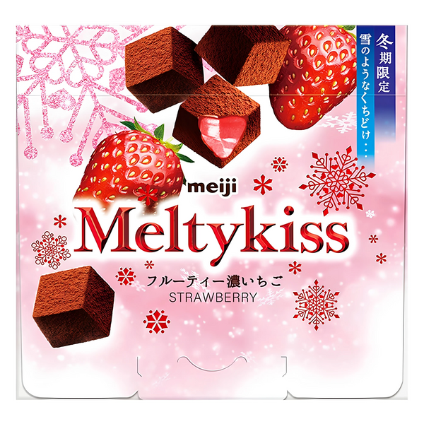 Meiji Meltykiss Fruity Koi Ichigo strawberry chocolate, 53g lilac winter box, front of pack