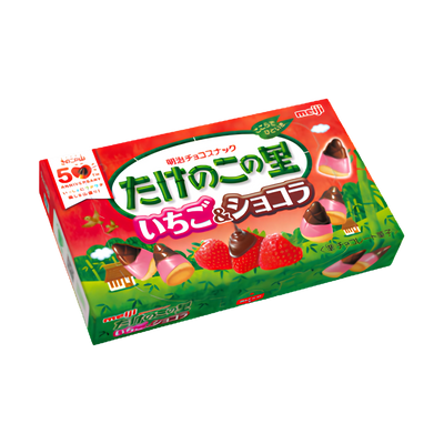 Meiji Takenoko no Sato Ichigo & Chocolat 61g box, front of pack