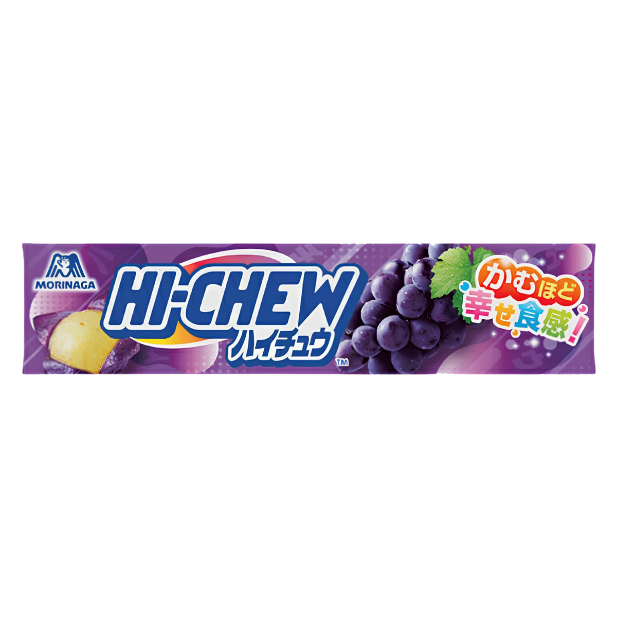 Morinaga Hi-Chew Grape 12-piece stick of Japanese soft chewy candy, front of pack