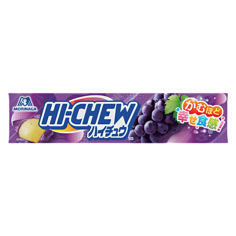 Morinaga Hi-Chew Grape 12-piece stick of Japanese soft chewy candy, front of pack