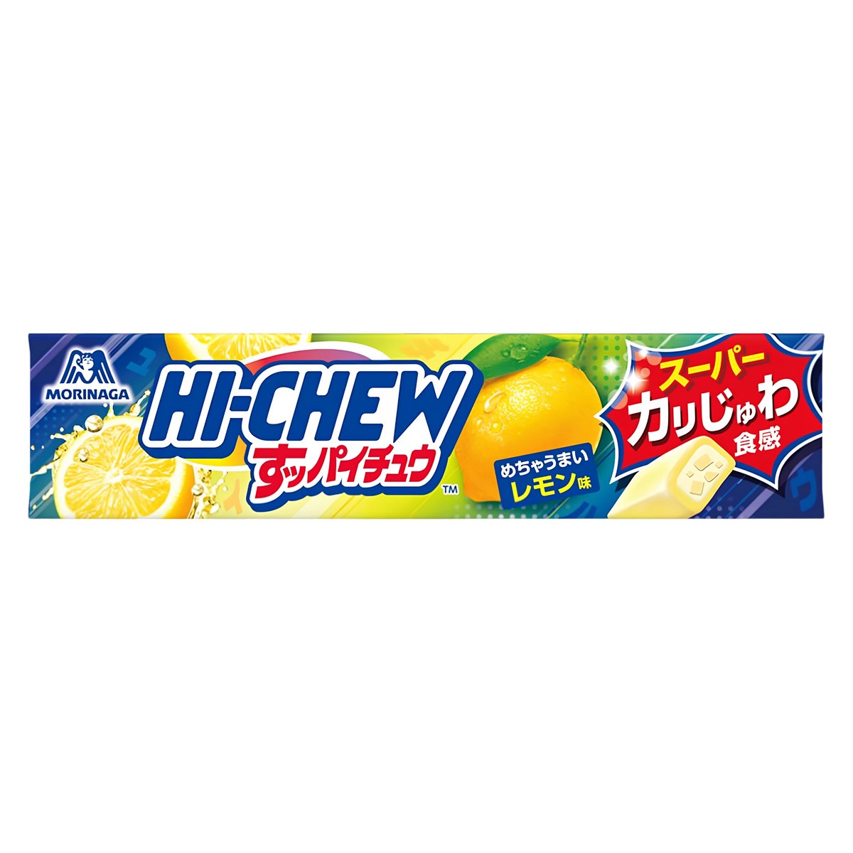 Morinaga Hi-Chew Suppai-Chew Sour Lemon 12-piece stick of Japanese soft candy, front of pack