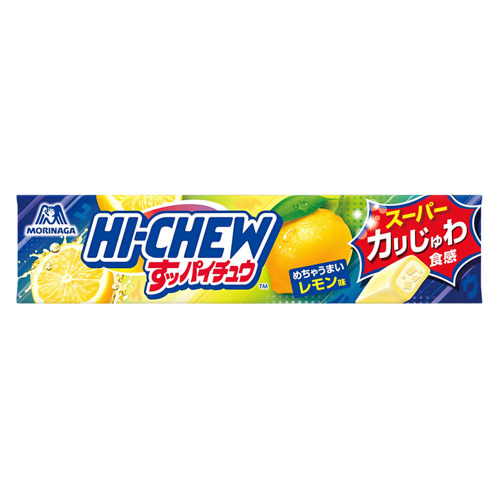 Morinaga Hi-Chew Suppai-Chew Sour Lemon 12-piece stick of Japanese soft candy, front of pack
