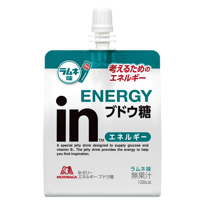 Morinaga in Jelly Energy Glucose ramune jelly drink pouch, front of pack