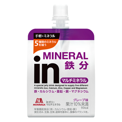 Morinaga in Jelly Multi Mineral grape jelly drink pouch, front of pack