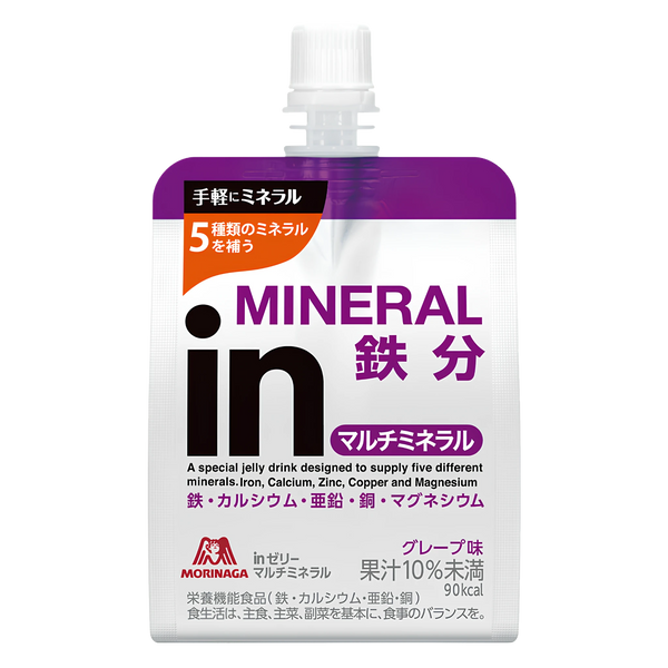 Morinaga in Jelly Multi Mineral grape jelly drink pouch, front of pack