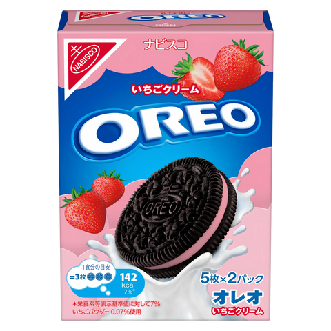 Nabisco Oreo Strawberry Cream Japanese box of 10, front of pack