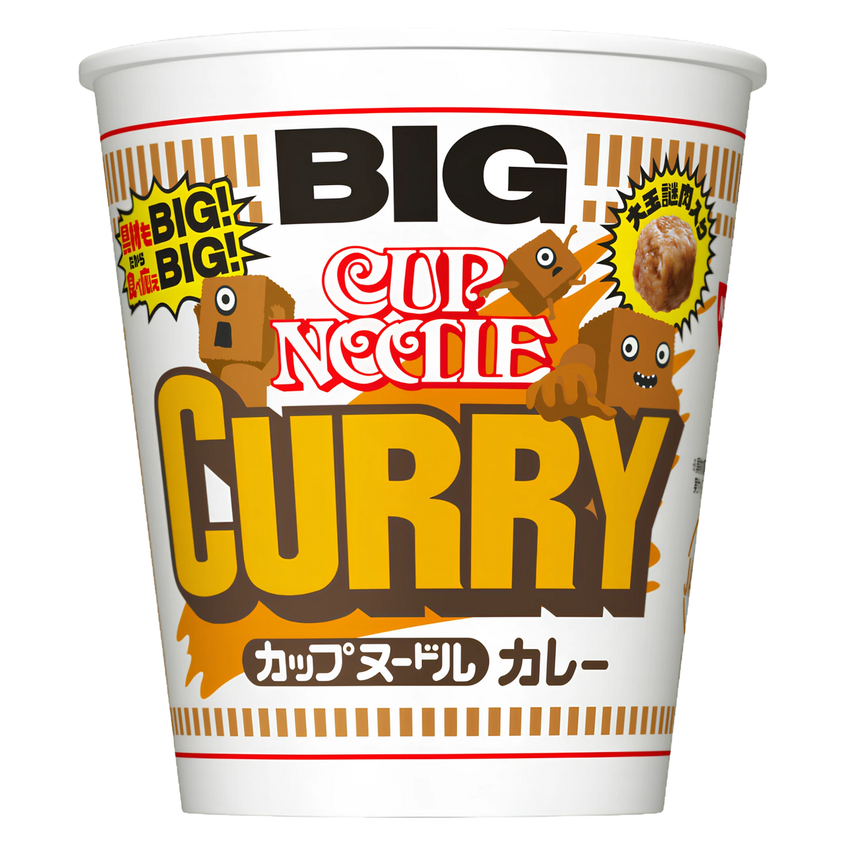 Nissin Cup Noodle Curry BIG, front of the 120g Japanese cup