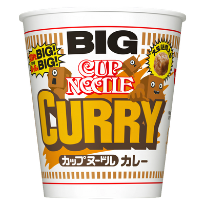 Nissin Cup Noodle Curry BIG, front of the 120g Japanese cup