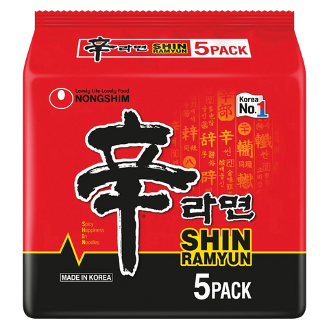 Nongshim Shin Ramyun five-packet bag, front