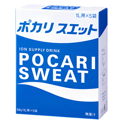 Pocari Sweat Powder box of five sachets, front of pack