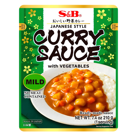 S&B Japanese Style Curry Sauce with Vegetables, Mild 210g pouch, front