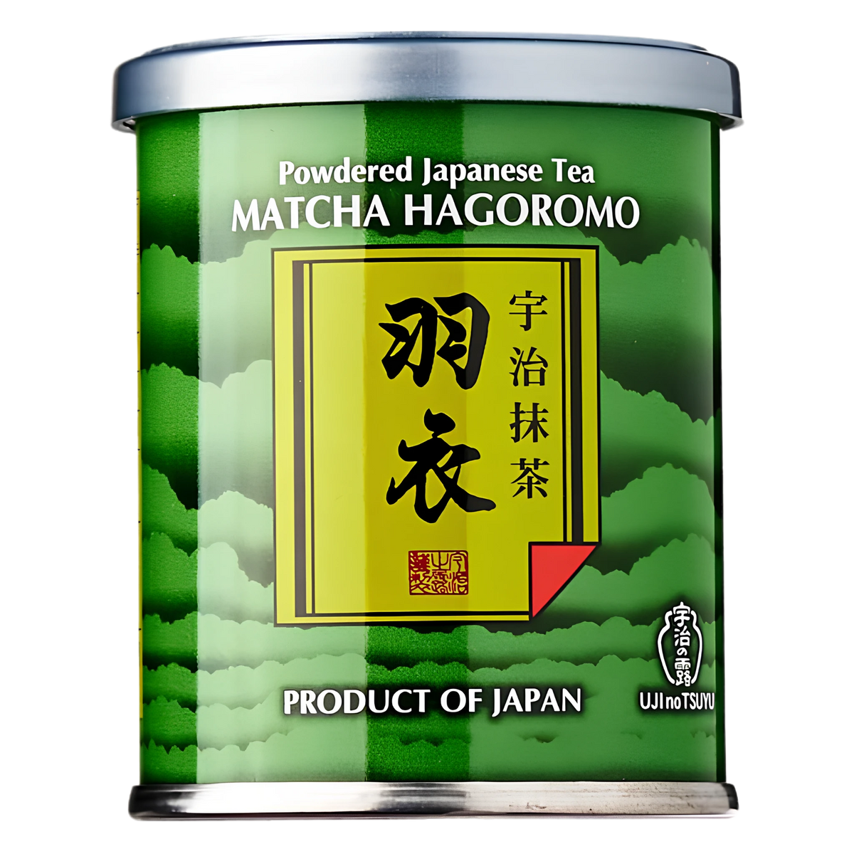 Ujinotsuyu Hagoromo matcha powder, 40 g green tin, front