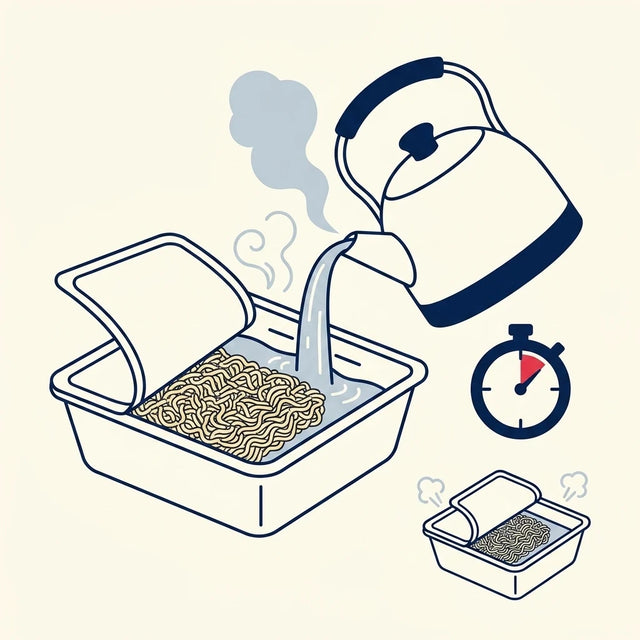 Fill to the inside line with boiling water, about 820 mL, most of a kettle, put the lid back down and leave it three minutes.